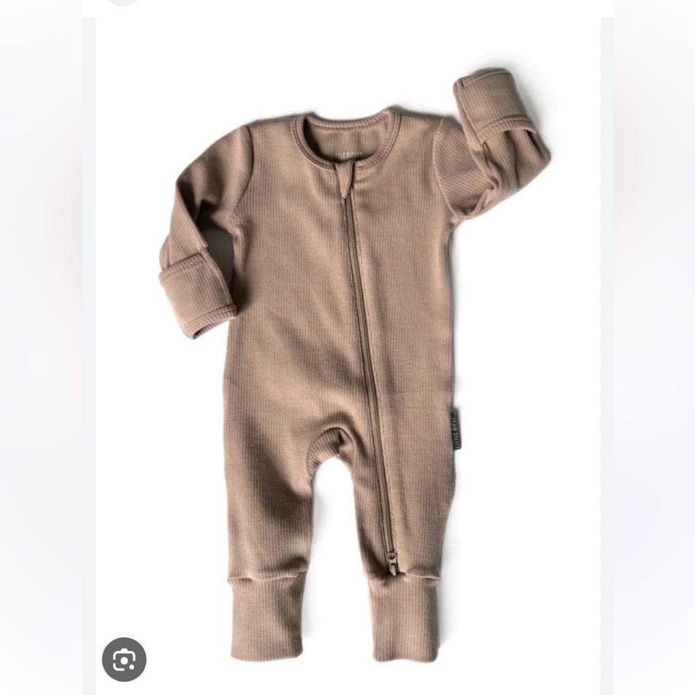 Little Bipsy ribbed 2-way zip romper.